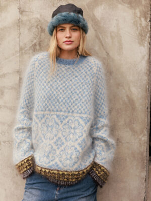 Rose strikket i Ballerina Chunky Mohair fra Sandnes Garn
